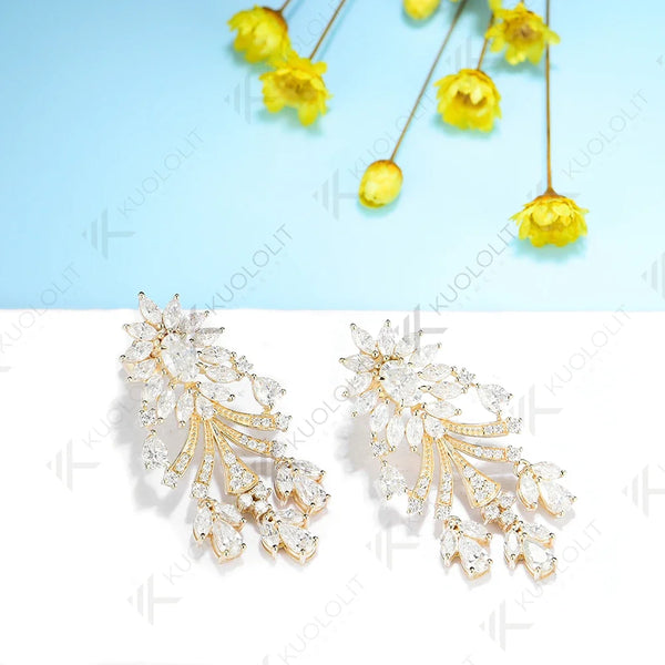 Kuololit 7.5ctw Moissanite Earrings for Women 14K 10K Solid Gold Yellow Gold Silver Clip Hoop for Party Christmas Classic Luxury