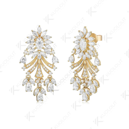 Kuololit 7.5ctw Moissanite Earrings for Women 14K 10K Solid Gold Yellow Gold Silver Clip Hoop for Party Christmas Classic Luxury