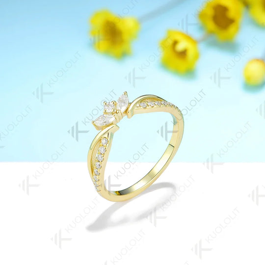 Kuololit Lab Grown Diamond Band Rings for Men Women Solid 585 14K 10K Silver Yellow Gold Crown for Anniversary Wedding Christmas