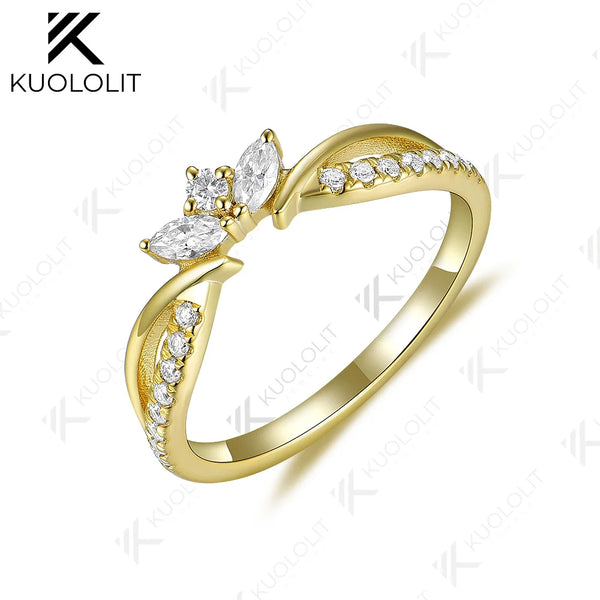 Kuololit Lab Grown Diamond Band Rings for Men Women Solid 585 14K 10K Silver Yellow Gold Crown for Anniversary Wedding Christmas