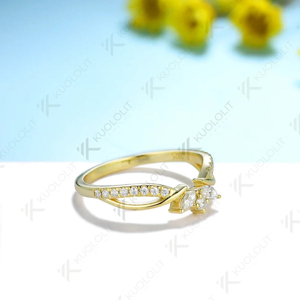 Kuololit Lab Grown Diamond Band Rings for Men Women Solid 585 14K 10K Silver Yellow Gold Crown for Anniversary Wedding Christmas