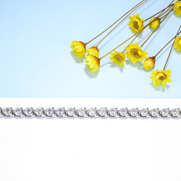 Kuololit Lab Grown Diamond Flower Tennis Bracelet  for Women Solid 14K 10K Gold Marquise Diamond Bracelet for Christmas Gifts