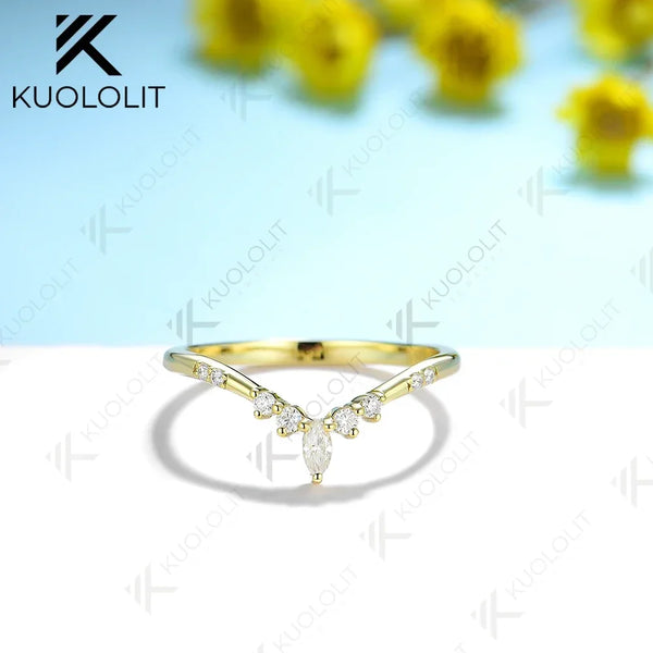Kuololit Lab Grown Diamond Rings for Men Women Solid AU750 585 14K 10K Silver Yellow Gold for Wedding Band Anniversary Christmas