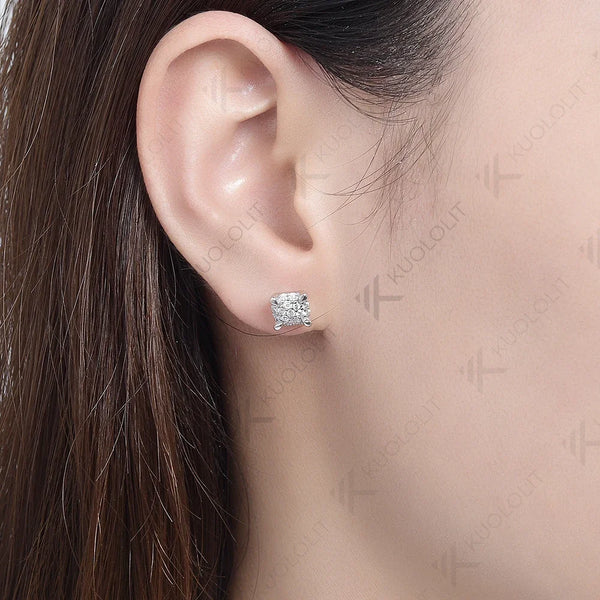 Kuololit Lab Grown Diamonds Earring 14K 10K White Gold Stud Earrings for Women Solid D Color  Fine Jewelry Classic Christmas