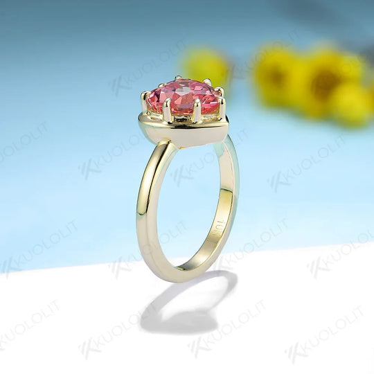 Kuololit Lab Grown Gemstome Black Moissanite Rings for Women Solid 10K 585 Silver Yellow Gold for Engagement Wedding Christmas