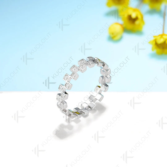 Kuololit Moissanite Band Rings for Men Women PT950 Solid 585 14K 10K Silver White Gold for Anniversary Wedding Christmas Classic