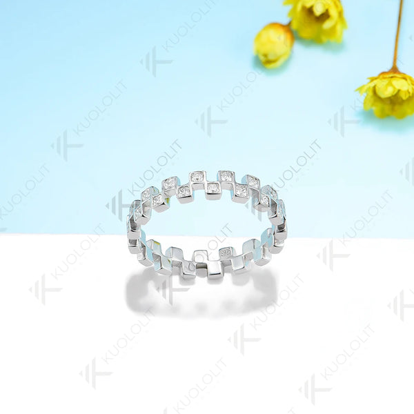 Kuololit Moissanite Band Rings for Men Women PT950 Solid 585 14K 10K Silver White Gold for Anniversary Wedding Christmas Classic