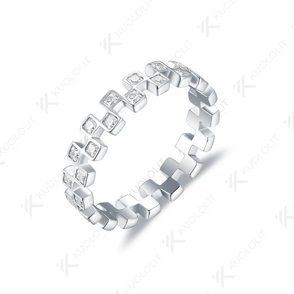 Kuololit Moissanite Band Rings for Men Women PT950 Solid 585 14K 10K Silver White Gold for Anniversary Wedding Christmas Classic