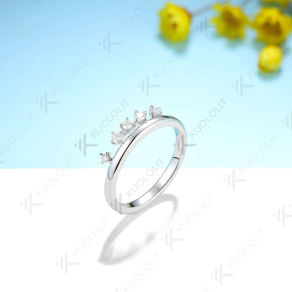Kuololit Moissanite Band Rings for Men Women Solid 585 14K 10K 925 Silver Yellow Gold Round for Anniversary Wedding Christmas