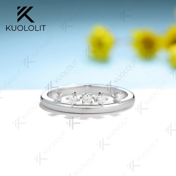 Kuololit Moissanite Band Rings for Men Women Solid 585 14K 10K 925 Silver Yellow Gold Round for Anniversary Wedding Christmas