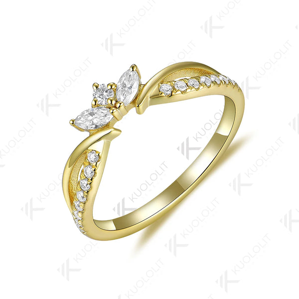 Kuololit Moissanite Band Rings for Men Women Solid 585 14K 10K Silver Yellow Gold Marquise Cut for Anniversary Wedding Christmas