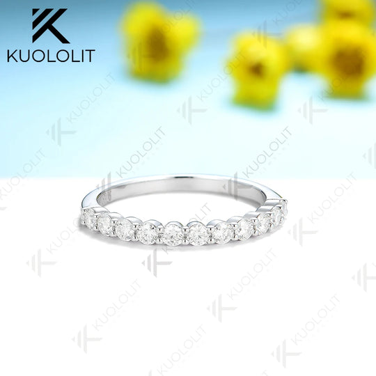 Kuololit Moissanite Rings for Men Women Soild 585 14K 18K White Gold 925 Silver Wedding Band for Engagement Party Christmas New
