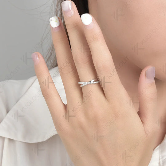 Kuololit Moissanite Rings for Women Solid 14K 10K 585 925 Silver Yellow Gold Wedding Cross Band Rings for Engagement Christmas