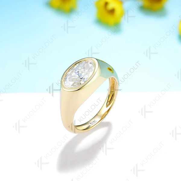 Kuololit OMC Oval Cut Moissanite Rings for Women PT950 Solid 14K 10K 585 Silver Yellow Gold for Engagement Wedding Christmas