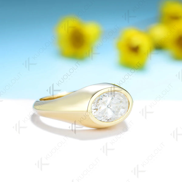 Kuololit OMC Oval Cut Moissanite Rings for Women PT950 Solid 14K 10K 585 Silver Yellow Gold for Engagement Wedding Christmas