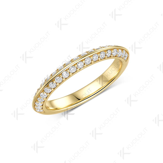 Kuololit  0.57CTW Lab Diamonds Wedding Band for Women Solid 14K 10K Yellow Gold Eternity Band Ring for Engagement Christmas