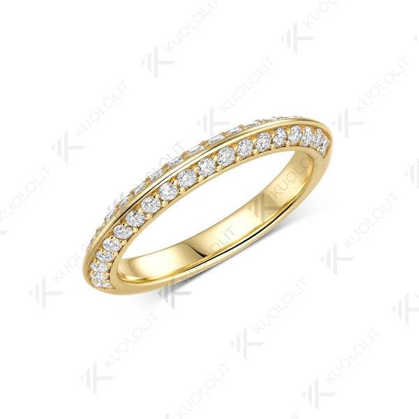 Kuololit  0.57CTW Lab Diamonds Wedding Band for Women Solid 14K 10K Yellow Gold Eternity Band Ring for Engagement Christmas