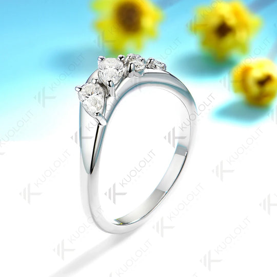 Kuololit 0.8CTW Lab Grown Diamonds Rings for Women Solid 18K 14K 10K 585 Yellow Gold Wedding Band for Christmas Classic Gifts