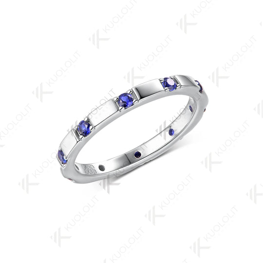 Kuololit 0.3CTW Lab Grown Blue Sapphire Band for Men Women Solid 18K 14K 10K Gold White Gold Engagement Ring for Christmas Gifts