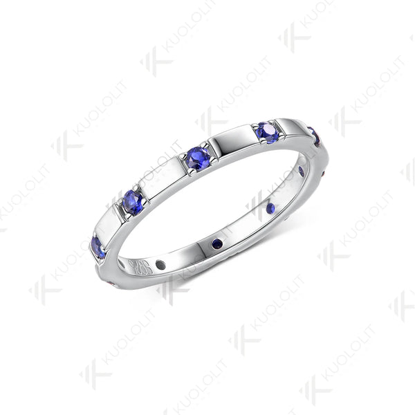 Kuololit 0.3CTW Lab Grown Blue Sapphire Band for Men Women Solid 18K 14K 10K Gold White Gold Engagement Ring for Christmas Gifts