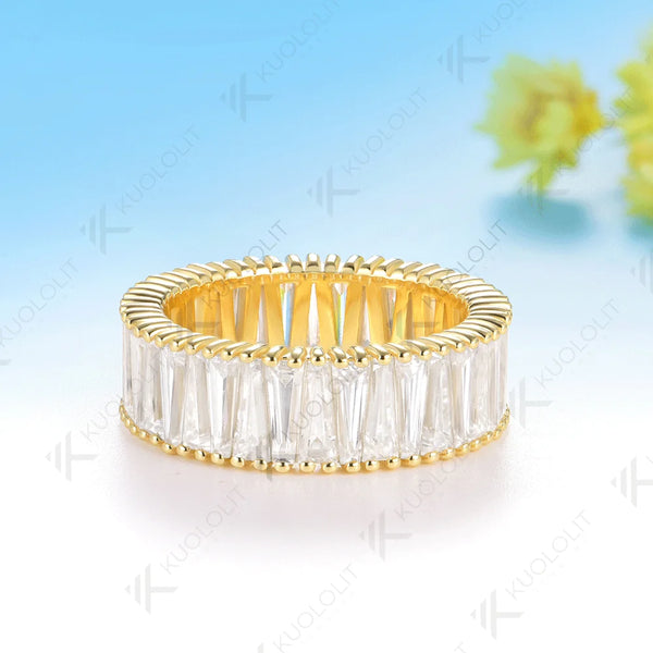 Kuololit 6CTW Moissanite Ring for Men Women Solid 14K 10K 585 Yellow Gold Wedding Band for Anniversary Christmas Gifts Party