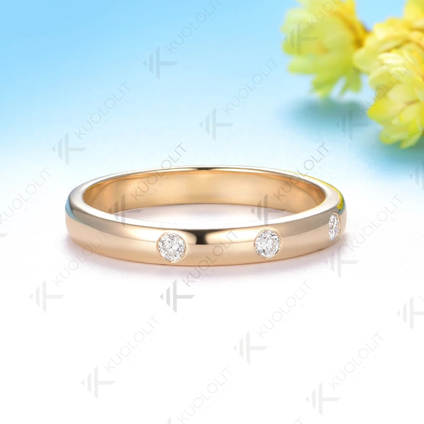 Kuololit 0.1CTW Lab Grown Diamonds Ring for Women Men Solid14K 10K 585 White Gold Weeding Band Ring for Christmas Gift Party
