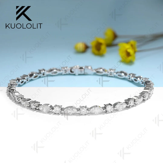 Kuololit 6.8CTW MoissaniteTennis Bracelet for Women Solid 18K 14K 10K 585 Yellow Gold D VS1 Diamond Bracelet for Christmas Gifts