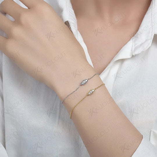 Kuololit Lab Grown Diamonds Bracelets for Women Men 585 18K 10K Silver Adjustable Chain for Engagement Party Christmas Trendy