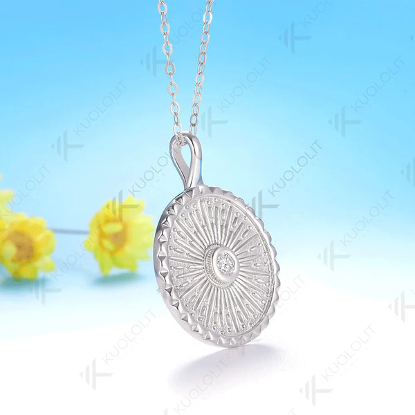 Kuololit 0.1CT Lab Grown Diamonds Necklace for Women Solid 14K 10K Gold Round Diamonds Pendant for Anniversary Christmas Gift