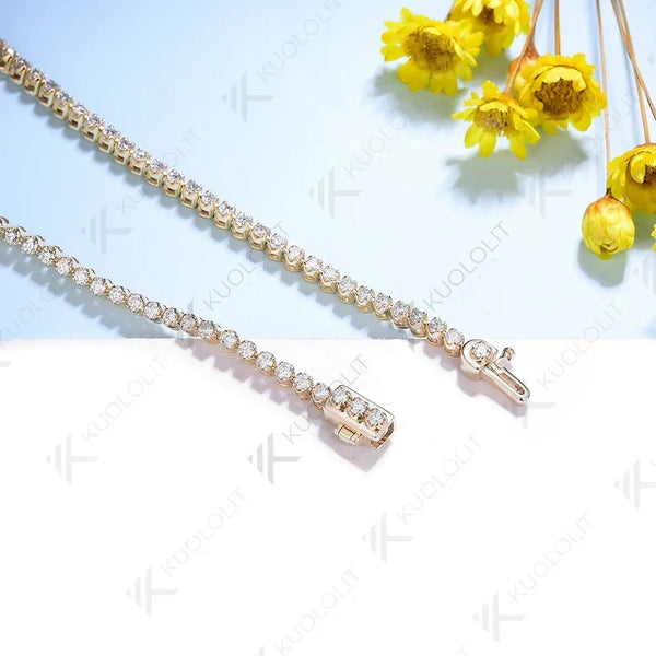 Kuololit 1.4ctw Lab Grown Diamonds Bracelets for Women Men 14K 10K 585 Solid Gold Silver Tennis Engagement Classic Christmas