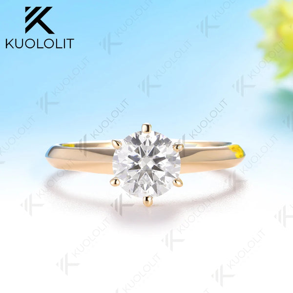 Kuololit 1CT IGI Lab Grown Diamonds Custom Engagement Ring for Women Solid 14K 10K 585 Rose Gold Ring for Christmas Gifts Party