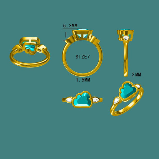 Kuololit 2CT Blue Cloudy Moissanite Engagement Ring for Women Solid 18K 14K 10K Gold Ring for Anniversary Engagement Christmas Classic Gift