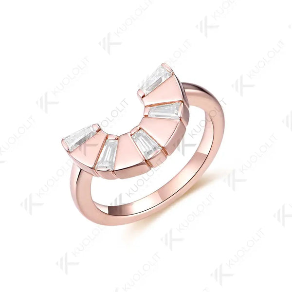 Kuololit Moissanite Band Ring for Women Solid 14K 10K 585 Rose Gold Wedding Band Ring for Christmas Gifts Party Anniversary