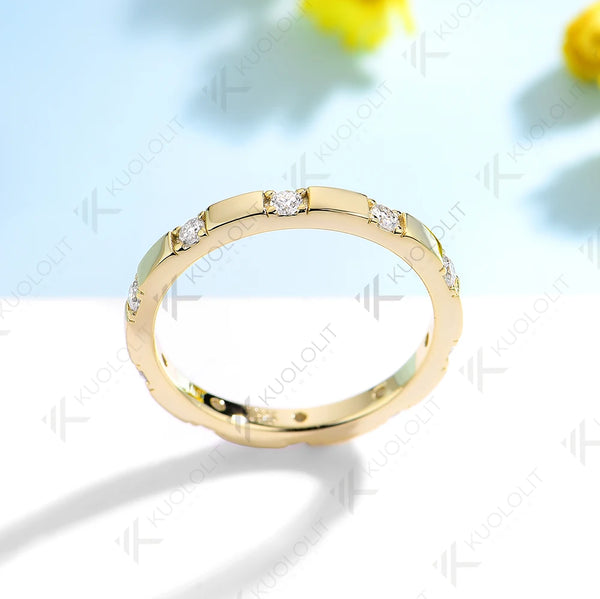 Kuololit 0.3ctw Lab Grown Diamonds Band Rings for Women Solid 14K 10K 585 Yellow Gold Wedding Ring for Christmas Gifts Party