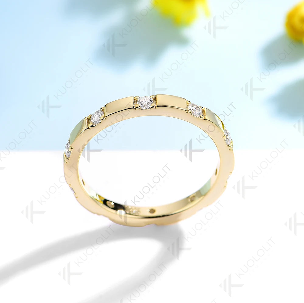 Kuololit 0.3ctw Moissanite Band for Men Women Solid 18K 14K 10K Gold Yellow Gold Engagement Ring for Christmas Gifts Anniversary