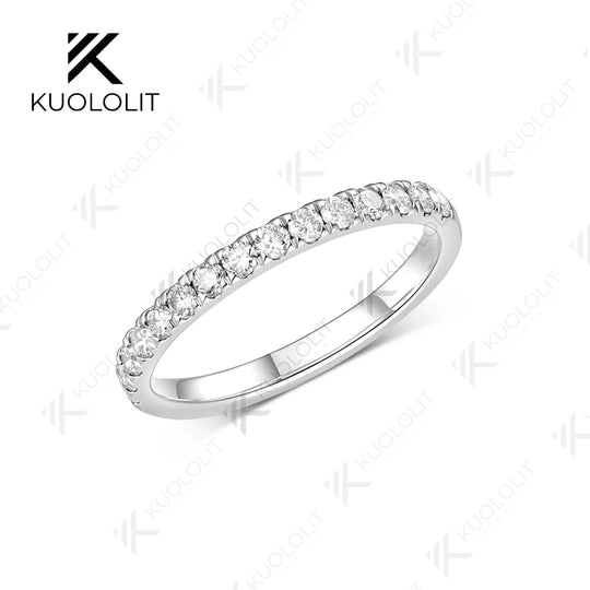 Kuololit Lab Grown Diamond Wedding Band Ring for Men Women Solid 14K10K Yellow Gold Half Eternity Band for Christmas Gift Luxury