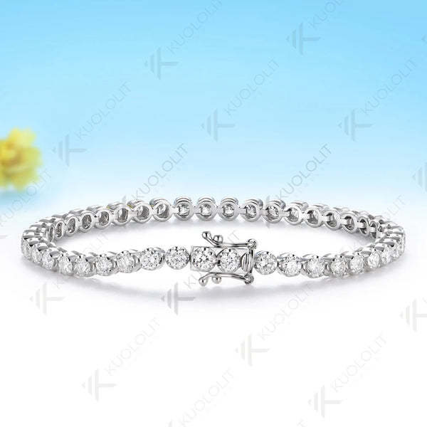 Kuololit 6CTW Lab Grown Diamonds Bracelet for Women Solid 14K 10K Yellow Gold Tennis Bracelet for Christmas Party Luxury Gifts