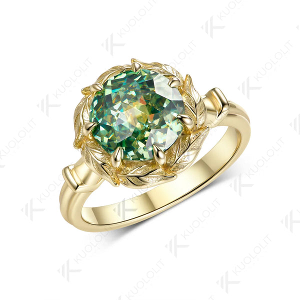 Kuololit 3CT Cyan Moissanite Custom Ring for Women Solid 14K 10K 585 Yellow Gold Jubilee Cut Engagement Ring for Christmas Gifts