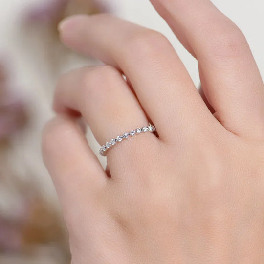 Kuololit Lab Diamonds Bubble Ring 750 18K Gold Ring for Women D/VVS Diamond  Matching Full Eternity Wedding Band Engagement Gift