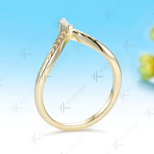 Kuololit Moissanite Custom Ring for Women Solid 14K 10K 585 Yellow Gold Trapezoid Cut Match Wedding Band for Christmas Gifts