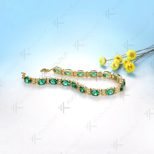 Kuololit 16CTW Lab Grown Diamonds Emerald Bracelets for Women Men 585 14K 10K Adjustable Chains for Engagement Wedding Christmas