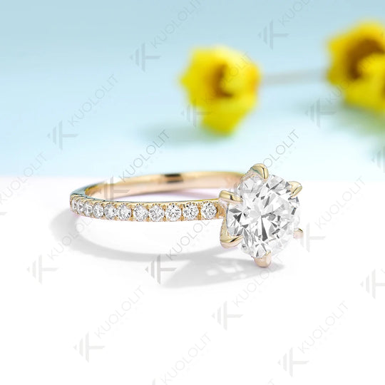 Kuololit IGI 1.5CT Lab Grown Diamonds Engagement Rings for Women Solid 18/14/10K 585 Yellow Gold DVS1for Wedding Christmas Gifts