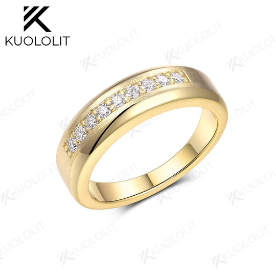 Kuololit PT900 0.27CTW Lab Grown Diamond Brushed Band for Men Women Solid Platinum 900 Gold for Engagement Wedding Band Christmas