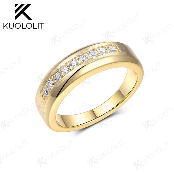 Kuololit PT900 0.27CTW Lab Grown Diamond Brushed Band for Men Women Solid Platinum 900 Gold for Engagement Wedding Band Christmas