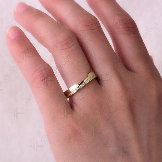 Kuololit 0.13CTW Moissanite Band for Women Men Solid 18K 14K 10K Gold Wedding Band Ring for Anniversary Engagement Gifts Party