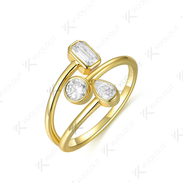 Kuololit 1.05CTW Moissanite Engagement Ring for Women Solid 18K 14K 10K 585 Yellow Gold Emerald Wedding Band for Christmas Gifts