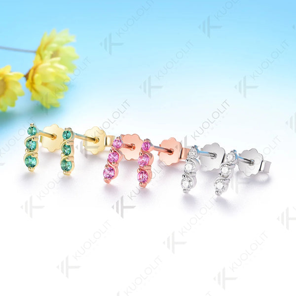 Kuololit 0.16CTW Lab Grown Diamonds Custom Stud Earrings for Women 10K 14K  585 Solid Gold Yellow Gold  for Christmas Classic