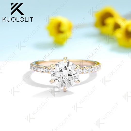 Kuololit IGI 1.5CT Lab Grown Diamonds Engagement Rings for Women Solid 18/14/10K 585 Yellow Gold DVS1for Wedding Christmas Gifts