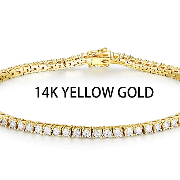 Kuololit Moissanite Bracelet for Women Solid 14K 10K Yellow Gold GRA Moissanite Tennis Bracelet for Engagement Christmas Gifts
