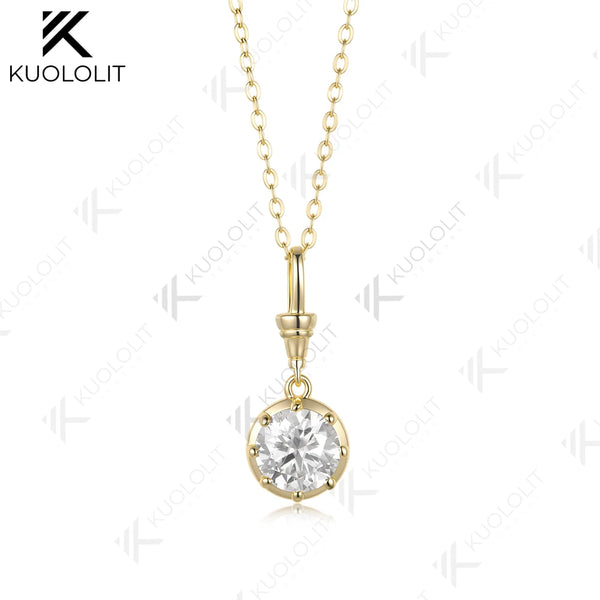 Kuololit 2CT IGI Lab Grown Diamonds Custom Necklace for Women Solid 585 14K 10K Yellow Gold Necklace for Christmas Gifts Party